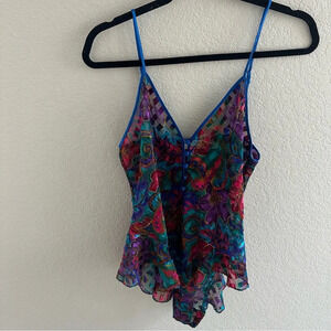 Victoria secret vintage gold label ruffle button front teddy lingerie
